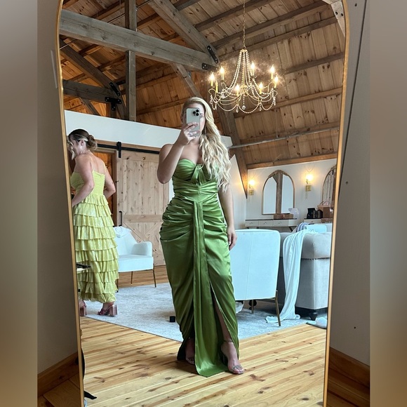 green satin dress fashion nova Paris Satin Maxi Dress